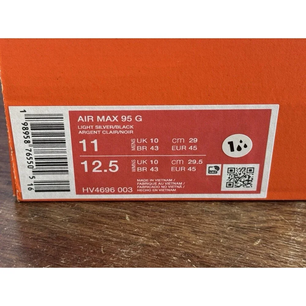 Men’s Size 11 Nike Air Max 95 G Golf Light Silver Bright Crimson HV4696-003 NIB